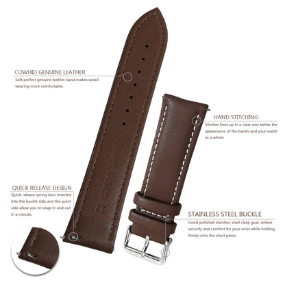 Elegant 18mm Leather Watch Strap