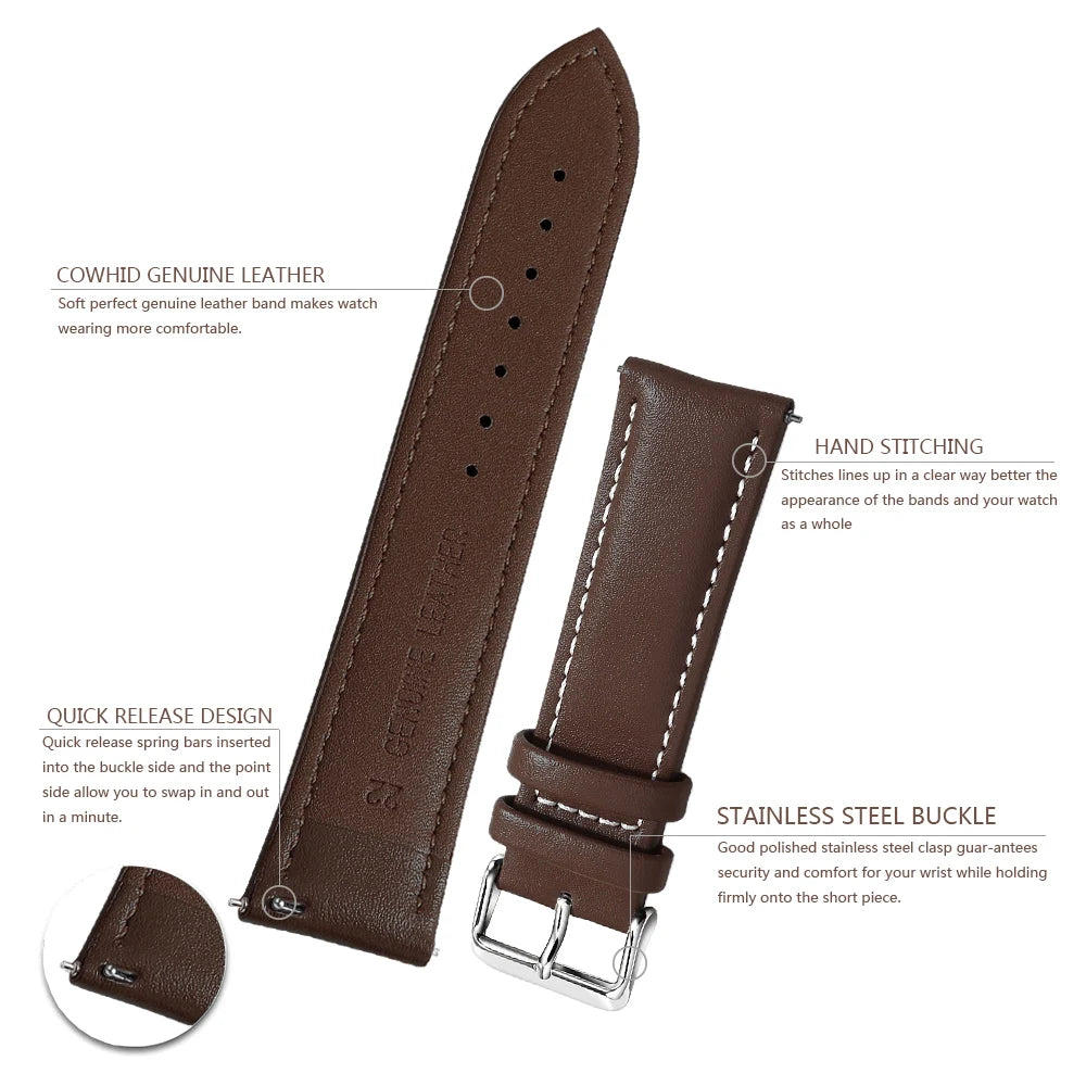 Premium 22mm Leather Watch Strap