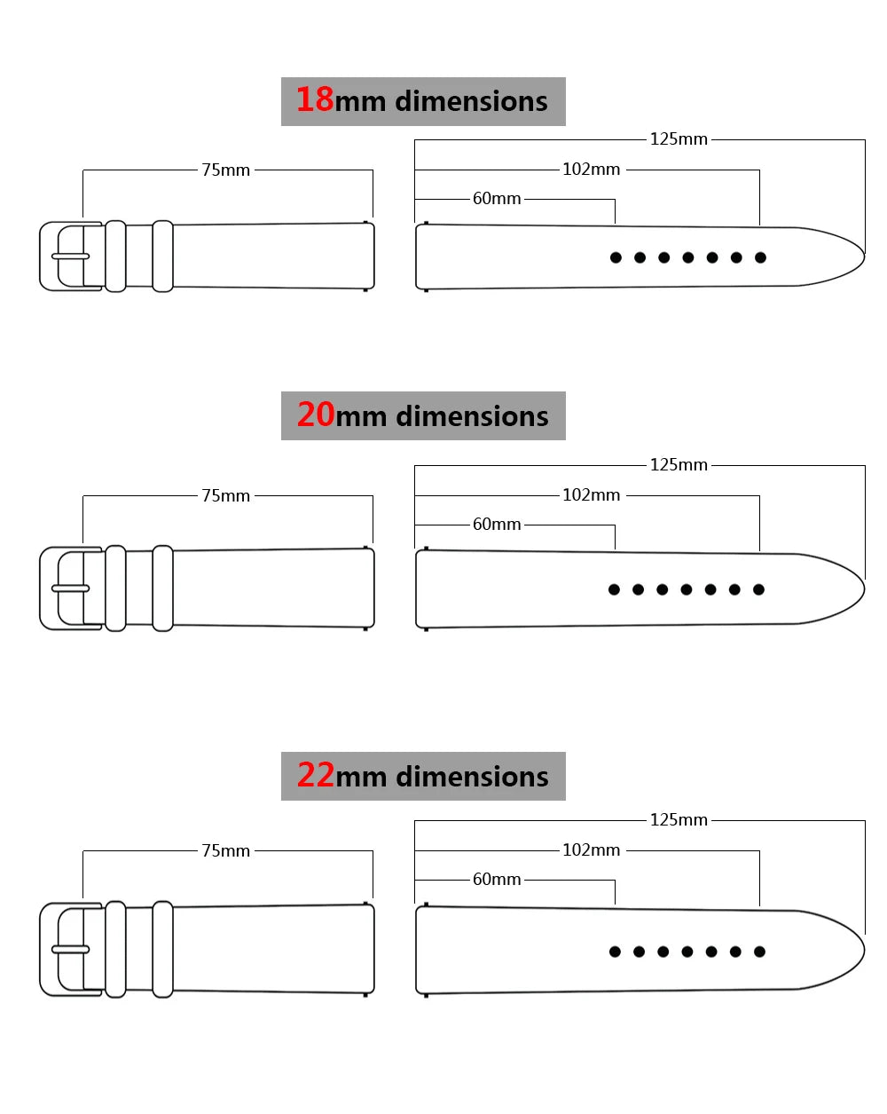 Elegant 18mm Leather Watch Strap